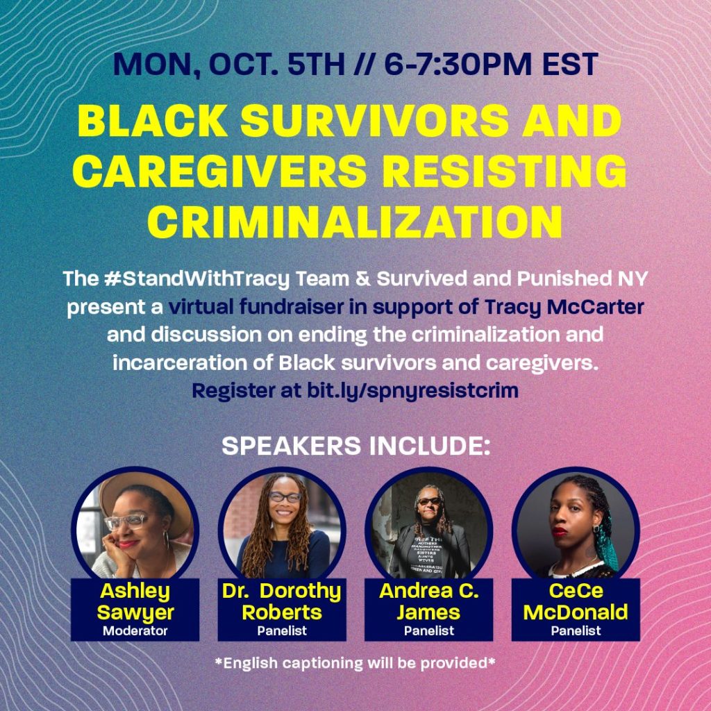 black survivors and caregivers resisting criminalization panel poster with images of the panelists